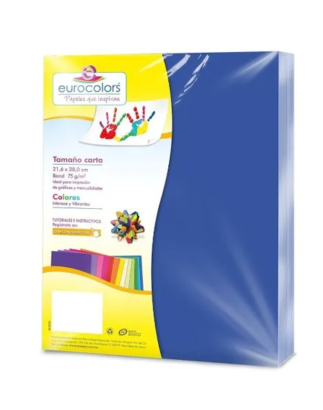 PAPEL BOND T/CARTA 75 GRS AZUL INTENSO (C/100)